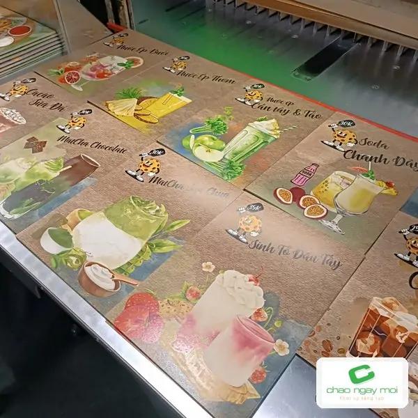 Tờ in menu đồ uống nhiều h&igrave;nh tr&ecirc;n giấy kraft
