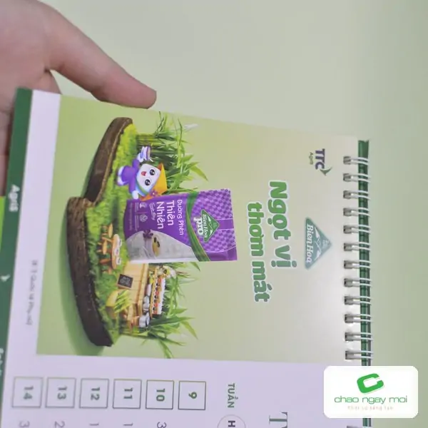 Lịch để b&agrave;n c&oacute; b&igrave;a in m&agrave;u cầm tr&ecirc;n tay