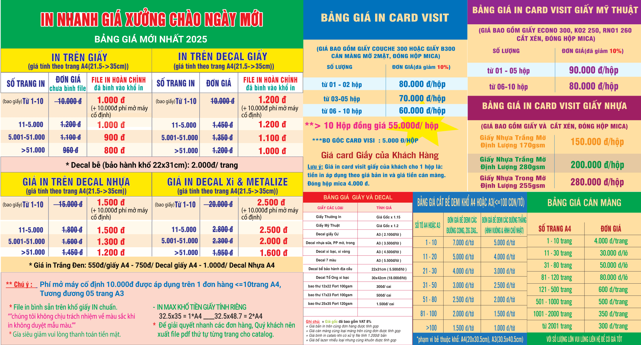 bang gia in nhanh
